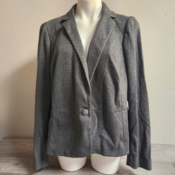 Lane Bryant‎ Black Blazer Top 18 Glitter One Button Double Breasted Shimmering - Picture 1 of 13